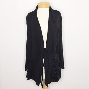 RYU | Black tie waist cardigan w/pockets